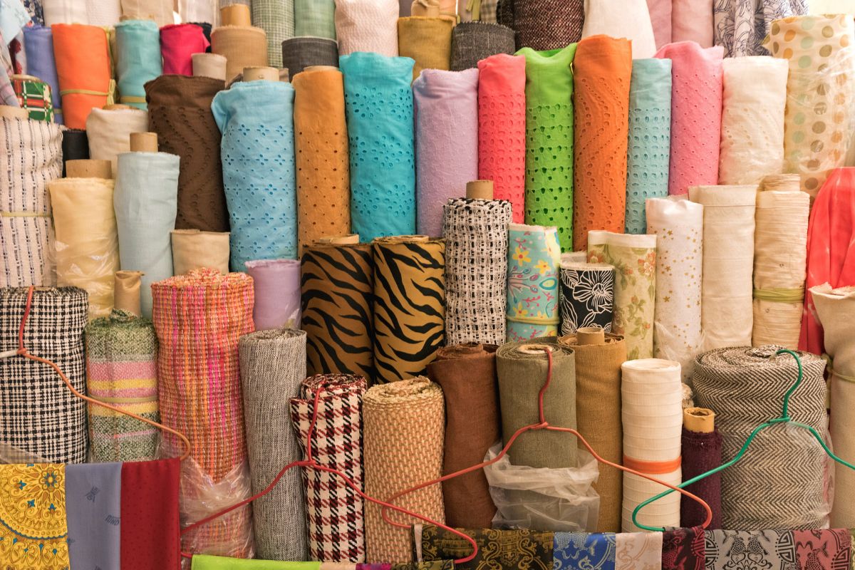 Finished fabric on a textile processing line