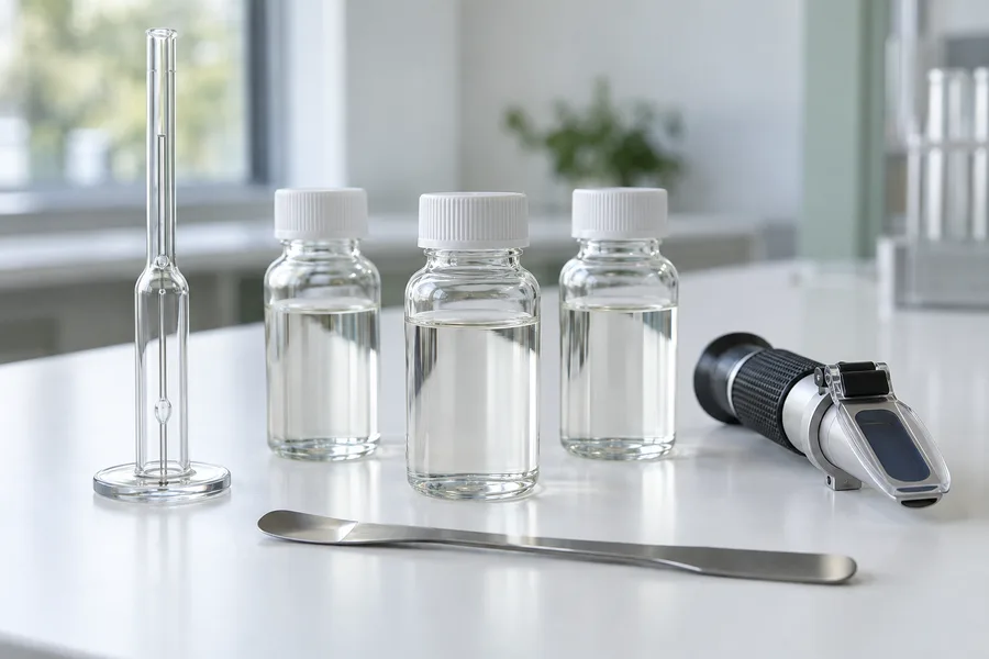 Viscosity test on a finished PDMS batch